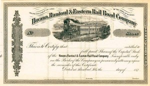 Havana, Rantoul and Eastern Railroad - Unissued Stock Certificate