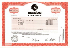 Hawaiian Airlines - Stock Certificate