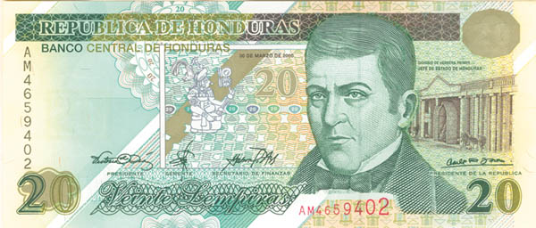 Honduras - 20 Honduran Lempira - P-83 - 2000 dated Foreign Paper Money