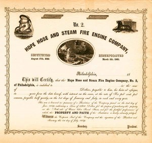 Hope Hose and Steam Fire Engine Co - Stock Certificate