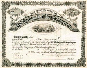 Hot Springs Railroad - Stock Certificate