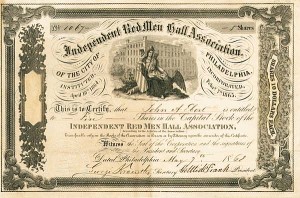 Independent Red Men Hall Association - Stock Certificate