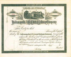 Indianapolis and St. Louis Railway - Stock Certificate