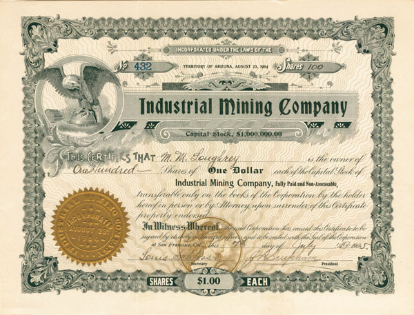 Industrial Mining Co. - Stock Certificate