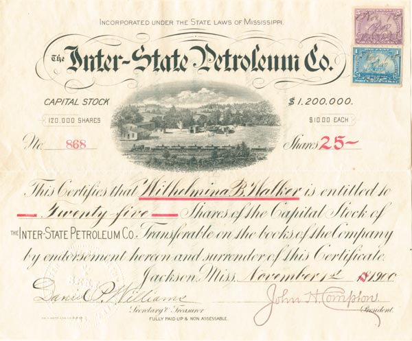 Inter-State Petroleum Co. - Stock Certificate