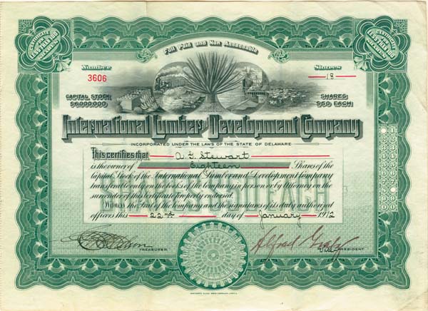 International Lumber and Development Co. - Stock Certificate