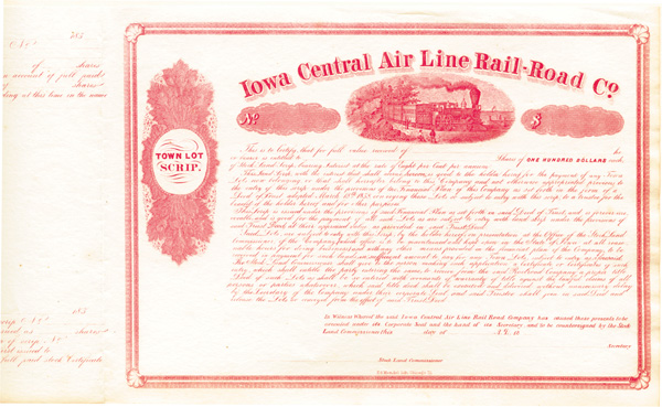Iowa Central Air Line Railroad - Bond