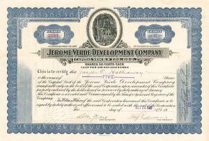 Jerome Verde Development Co. - Stock Certificate