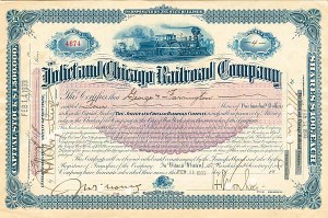 Joliet and Chicago Railroad - Stock Certificate