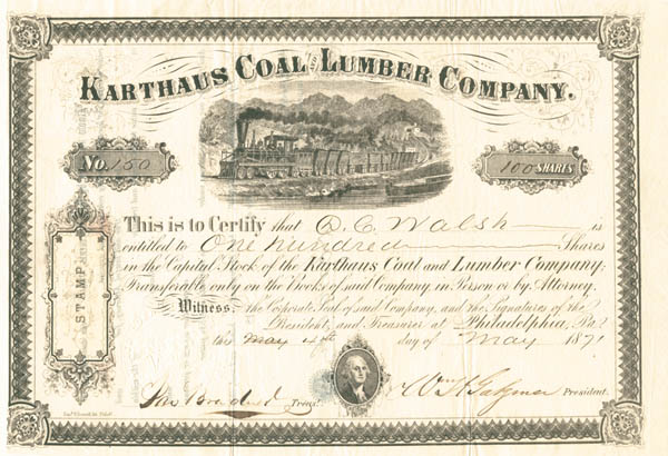 Karthaus Coal and Lumber Co. - Stock Certificate
