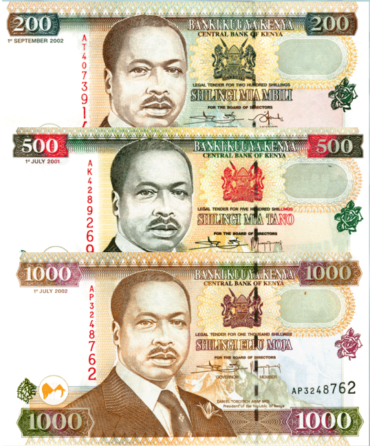 Kenya - P-38, P-39, P-40 - Foreign Paper Money Set of 3 Notes