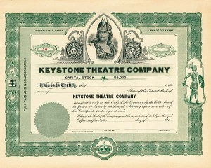 Keystone Theatre Co. - Stock Certificate