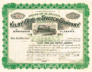 Kilby Frog and Switch Co. - Stock Certificate