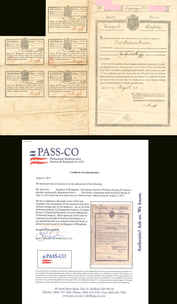 250 Francs Kingdom Of Westphalia Napoleon