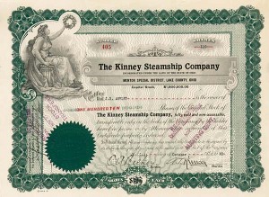 Kinney Steamship Co. - Stock Certificate