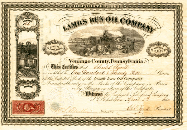 Lamb's Run Oil Company - Stock Certificate