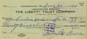 Robert M. "Lefty" Grove Signed Check  - SOLD