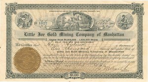 Little Joe Gold Mining Co. of Manhattan - Stock Certificate