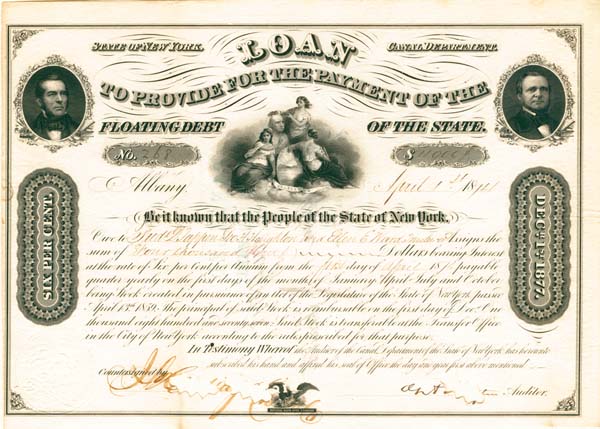 State of New York, Canal Deptartment, Loan to Provide for the Payment of the Floating Debt of the State - Bond