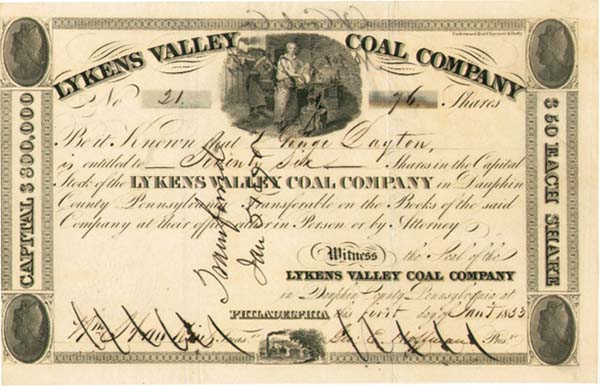 Lykens Valley Coal Co. - Stock Certificate