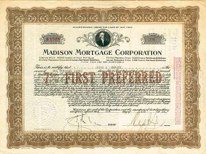 Madison Mortgage Corporation - Preferred Stock Certificate