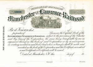 Manchester and Lawrence Railroad - Unissued Stock Certificate