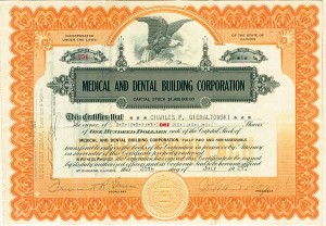 Medical and Dental Building Corporation - 1927 dated Stock Certificate