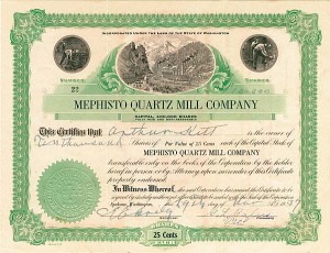 Mephisto Quartz Mill Co. - Stock Certificate