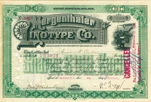 Mergenthaler Linotype Company - Stock Certificate