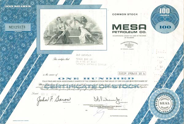 Mesa Petroleum Company - Stock Certificate - SOLD