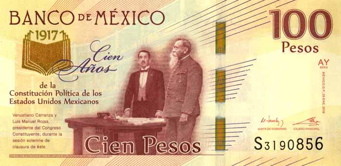 Mexico - 100 Pesos - P-130 - 2016 dated Foreign Paper Money