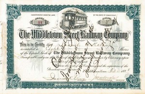 Middletown Street Railway - Stock Certificate