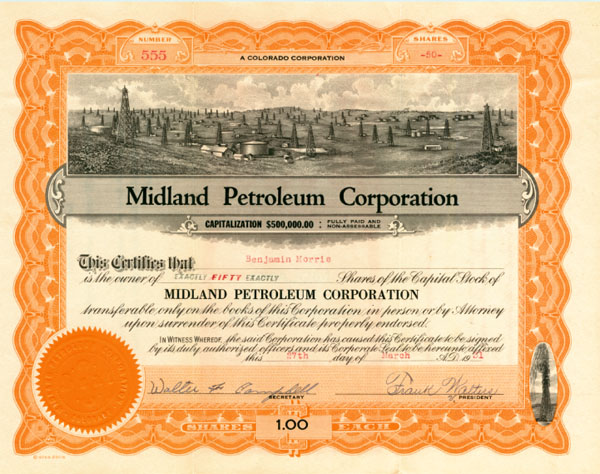 Midland Petroleum Corporation - Stock Certificate