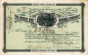 Miner Boy Mining Co. - Stock Certificate