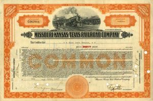 Missouri-Kansas-Texas Railroad Co. - Stock Certificate