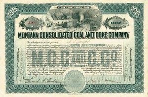 Montana Consolidated Coal and Coke Co. - Stock Certificate