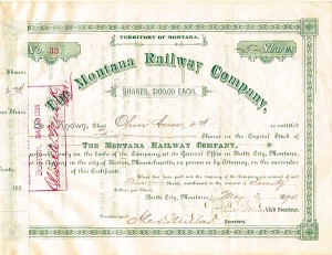 Montana Railway Company - Stock Certificate