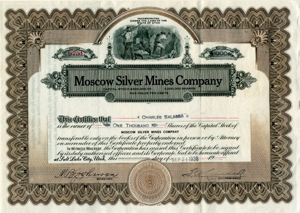 Moscow Silver Mines Co. - Stock Certificate