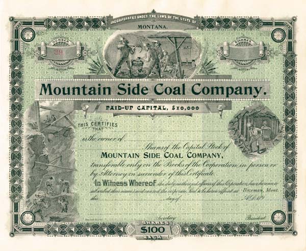 Mountain Side Coal Co. - Stock Certificate