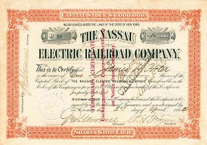 Nassau Electric Railroad - Stock Certificate