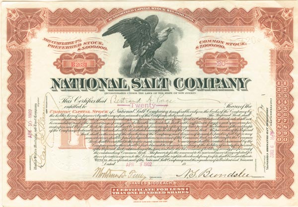 National Salt Co. - Stock Certificate