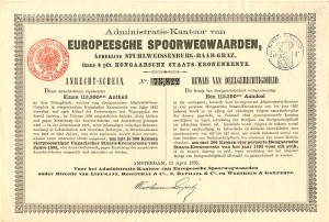 Administratie-Kantoor van Europeesche Spoorwegwaarden - Stock Certificate