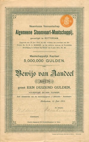Algemeene Stoomvaart-Maatschappij - 5,000,000 Gulden