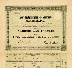Noord-Brabantsch-Duitsche Spoorweg-Maatschappij - Stock Certificate