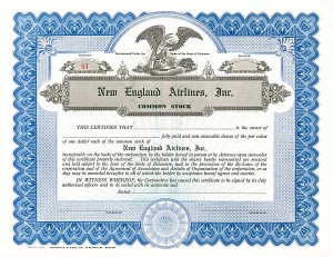 New England Airlines, Inc - Stock Certificate