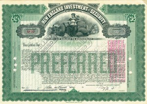 New England Investment and Security Co. - Stock Certificate