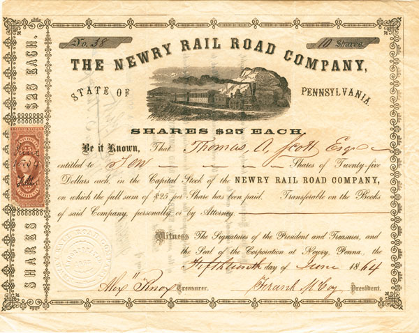 Newry Railroad - Stock Certificate