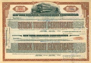New York Railways Participation Corporation - Stock Certificate
