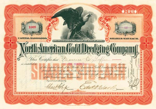 North American Gold Dredging Co. - Stock Certificate
