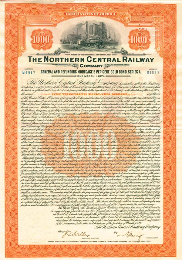 Northern Central Railway - Bond